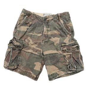 Vintage Abercrombie & Fitch Camo Cargo Shorts Mens 36 Military Camouflage Y2K